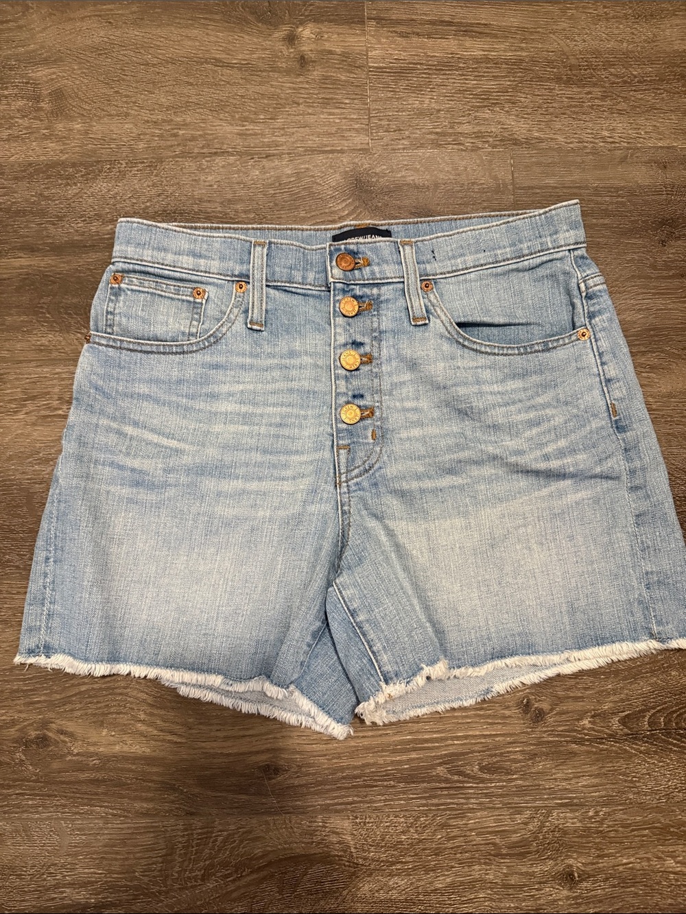 J. Crew Light Blue High-Rise Button-Fly Denim Shorts